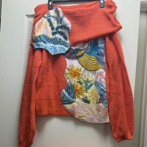 Orange Embroidered Sweater